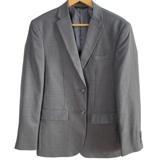 Perry Ellis Sz 38 Short Classic Fit Blazer Jacket Gray 2 Button Formal Business - Picture 1 of 13